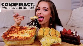 CHEESY LASAGNA, GARLIC BREAD, & CHOCOLATE CAKE MUKBANG