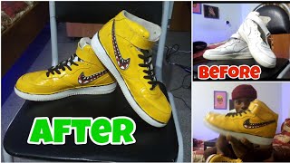 CUSTOMIZING MY OLD NIKE AIR FORCE 1's!!! 👟🖌️🎨 || RESTORING MY OLD SNEAKERS WITH BAPE CUSTOMS!!!