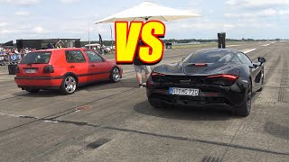 MCLAREN 720s VS GOLF MK3 GTI vs GOLF MK5 GTI.. 1/2 MILE