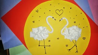 easy and beautiful clay art \\ make beautiful swan with clay and tissue paper \\ DIY wall hanging