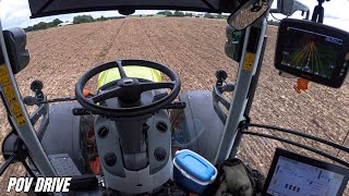 #POV Claas Axion 870 w/ GPS, in the field with a Amazone centaur 4002