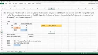 Working Capital Management (WCM) - Non-Free Trade Credit Calculation with Acc. Receivable and DSO