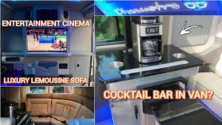 COCKTAIL BAR | ENTERTAINMENT CINEMA | LEMOUSINE SOFA in Ford Transit Camper Van Conversion