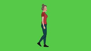 female walking cycle - Green Screen - FREE