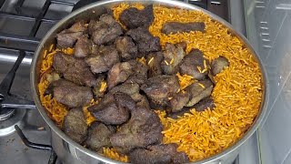 Delicious beef jollof rice for my family and everyone wants more | Nigeria party jollof rice | 😋😋