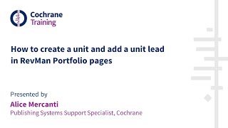 How to create a unit and add a unit lead in RevMan Portfolio pages