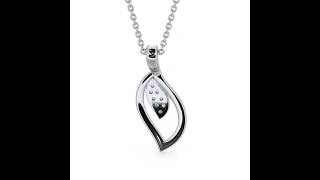 Leaf Shaped Diamond Pendant 18K White Gold   PDRD05WG188 CP15