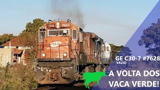 A volta dos trens vaca verde! Dupla de C30-7 no trem de celulose "vaca verde" vazio