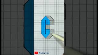 3D C. How to draw 3d letter C #shorts #youtubeshorts #drawingease