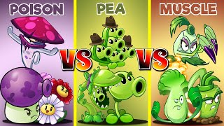 PvZ 2 Team Peashooter Vs poison Vs Muscle-Who Can Win?