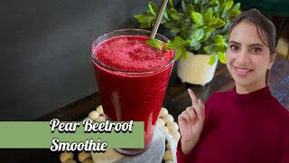 Pear Beetroot Smoothie for acne, hyperpigmentation & uneven skin tone | #blissfulflavours