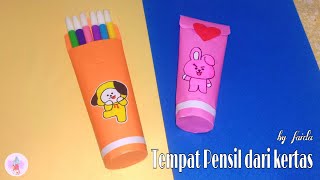 CARA MEMBUAT KOTAK PENSIL ORIGAMI BTS BT21 | KOTAK PENSIL BTS BT21 | Tempat pensil BT21 ORIGAMI