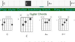 Pop style Guitar backing track - Key C Major - Guitar Chords