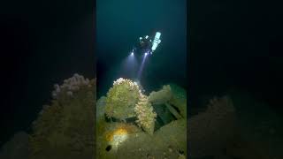 Battleship's propeller in 60m of water #shorts #ccr #diving