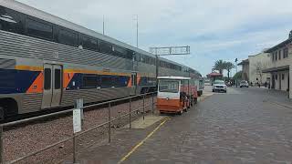 Caltrans SC-44 2104 + Amtrak San Joaquins departing @ Fresno Railroad Station, California, USA