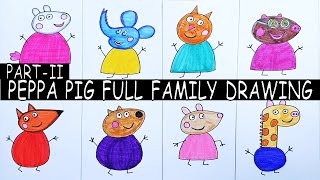 Peppa Pig Family Drawing | Part-II | Step By Step Tutorial | Peppa Pig Cartoon Drawing #drawing