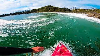 SURFING GLASSY WEDGES DURING SUMMER SWELL - VANCOUVER ISLAND, CANADA (RAW POV)