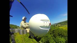 Working on power lines from a helicopter.   Go Pro on the skid.