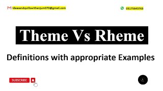 Theme and Rheme in Linguistics || Theme and Rheme in Discourse Analysis | Concept of Theme and Rheme