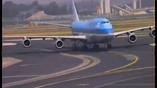 KLM Boeing 747 landing / taxiing Amsterdam Schiphol, spring 1994