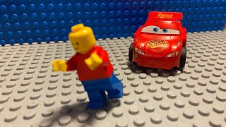 LEGO Lightning McQueen attacks LEGO man!