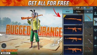 How to get Rugged Orange Gun Skins for FREE | Battlegrounds Mobile India 🇮🇳