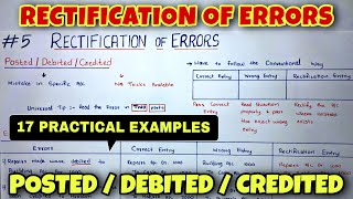 #5 Rectification of Errors - Posted / Debited / Credited - By Saheb Academy