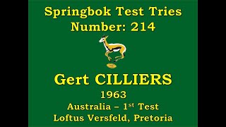 Gert Cilliers - Springbok Test Try 214 - 1963 Australia 1st Test, Loftus Versfeld