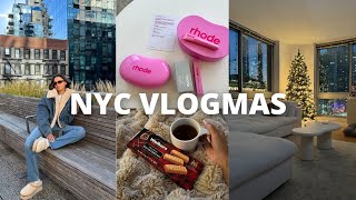 NYC VLOG: union square holiday market, rhode pr unboxing, winter skincare, crate & barrel (vlogmas)