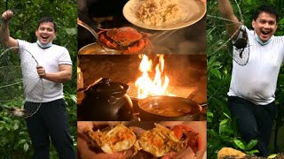 Outdoor Cooking | Crab Curry Biryani Rice How to Catch Crab Kari Ketam Beriani Cara Tangkap Ketam