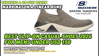 Unboxing & review on feet SKECHERS MARK NASON LOS ANGELES A LINEAR RUNE KNIT CASUAL SLIP-ON SHOES