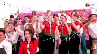 Beautiful Thai ethnic girls dance with fire and blood