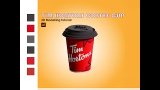 Designing Tim Hortons Coffee Cup Has Never Been So Easy | Adobe illustrator 3D tutorial