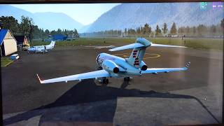 X plane Challenger 300 Landing at Bella Coola Canada