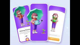 UX Design Inspiration: Aquina Smart 3D Onboarding Plants App by Hega Putra Pratama for Orenji Studio