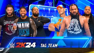 WWE Roman Reigns, Jimmy Usos Vs Solo Sikoa, Jacob Fatu & John cena In WWE 2k24 Gameplay