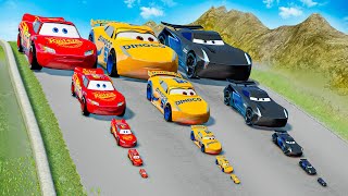 Big & Small Cruz Ramirez vs Big & Small Lightning Mcqueen vs Jackson Storm vs DOWN OF DEATH!