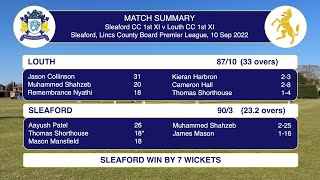 Sleaford Cricket Club  1st XI v Louth CC  1st XI 10th September Live Stream