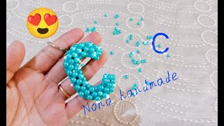 حرف الC بالخرز بابسط طريقة للمبتدئيين مع نونا هاند ميد letter..C.. from beads with Nona handmade