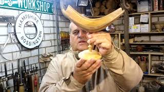 Wood turning Cherrywood into a pedestal bowl, turned from a green log #87