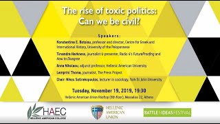 The Rise of Toxic Politics: Can We Be Civil? - Battle of Ideas Europe, November 19, 2019