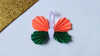 How to make tricolour butterfly with paper. Republic/Independence day craft idea. #YTshorts #Shorts.