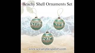 OrnamentsFestive Beachy Shell Christmas Ornaments – Set of 3