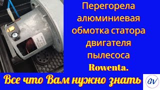 Ремонт своими руками перегоревшей алюминиевой обмотки статора двигателя пылесоса Rowenta.