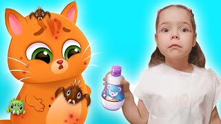 Bubbu the cat got sick and went to the hospital | Nastya treats fleas at Bubbu