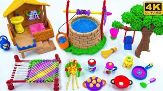 DIY How To Make Clay House,Kitchen Set,Washroom set,Water Well,Charpai @KeepVilla @Dolliyon