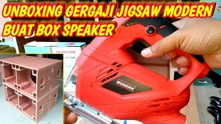 UNBOXING GERGAJI JIGSAW MODERN BUAT BOX SPEAKER