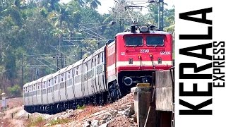 INDIAN RAILWAYS 12626 Kerala Express to Thiruvananthapuram ! Over Paravur bridge.