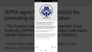 Investor Education and Protection Fund Authority sign MoU with Indira Gandhi National  University