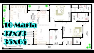 10 marla new house plan || 10 marla house map || 37x73 house map   -Plan#198